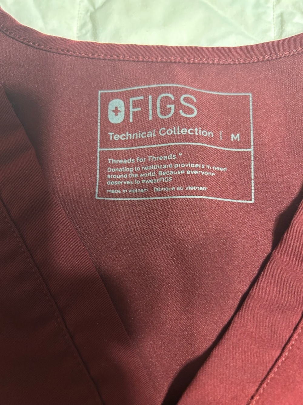 Figs Women's Scrub Set - Burgundy Top & Pants - Picture 3 of 6